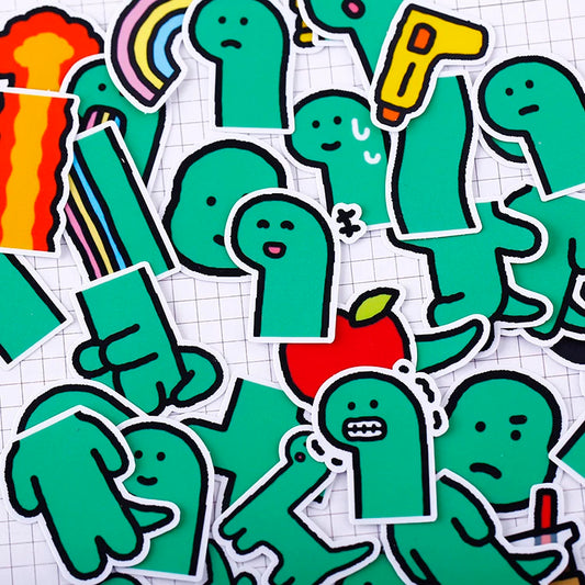 Set of 35 Pieces Cute Little Dinosaur Joguman | Stickers E - DIY Journal Craft Diary Art Scrapbook Laptop Luggage Decal Cute Animal Pack