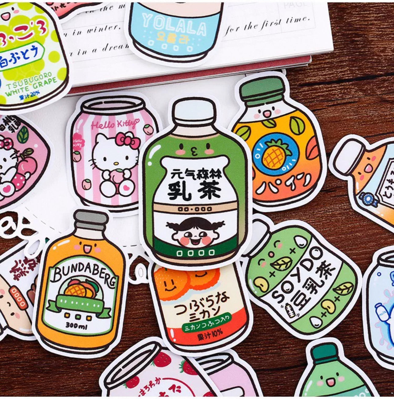 Set of 36 Pieces Cute Soft Drinks - DIY Journal Craft Diary Art Scrapbook Laptop Luggage Decal Cute Animal Pack