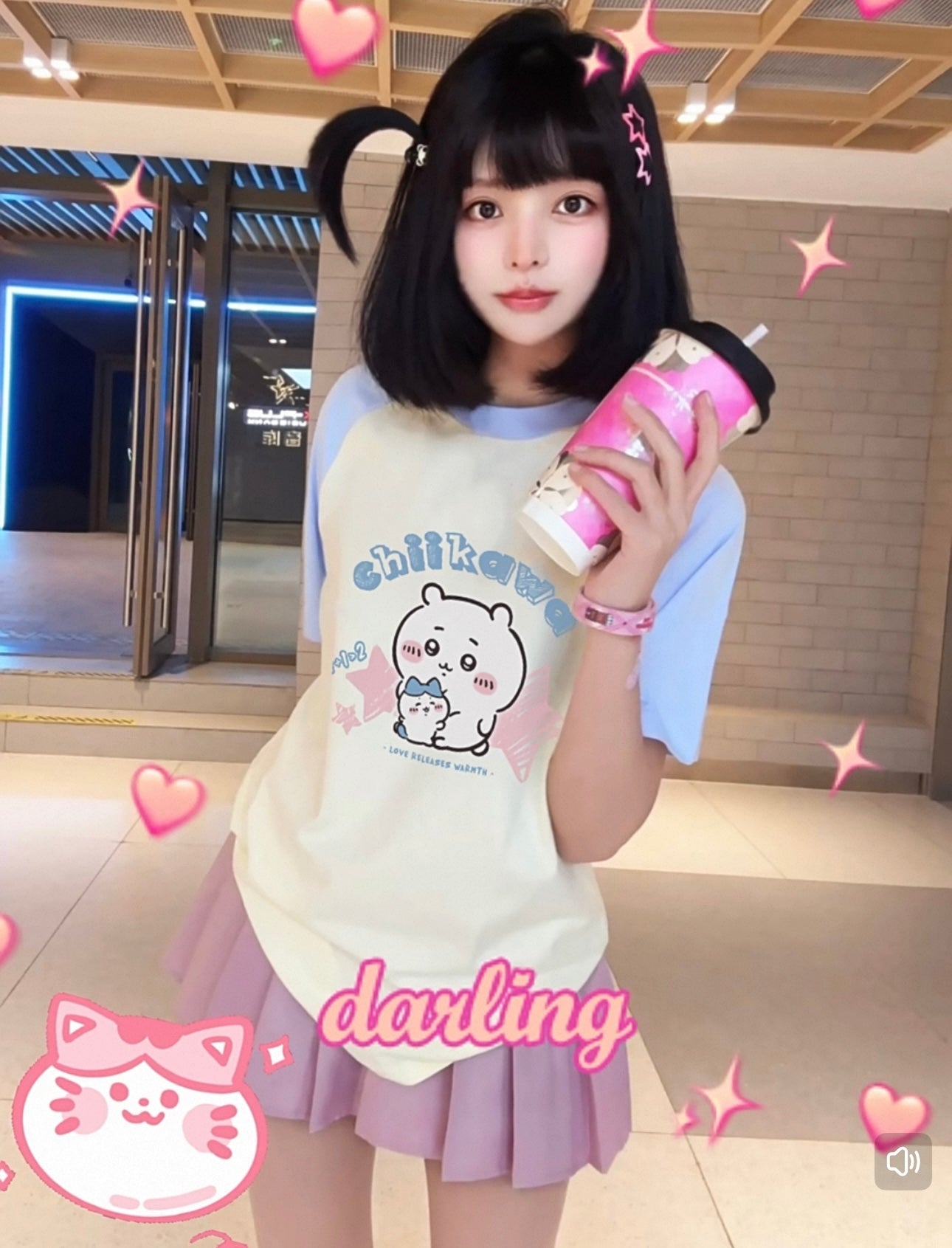 Japanese Cartoon ChiiKawa Casual Style T-Shirt Series | Big Chiikawa with Small Hachiware - Kawaii Fashion Items