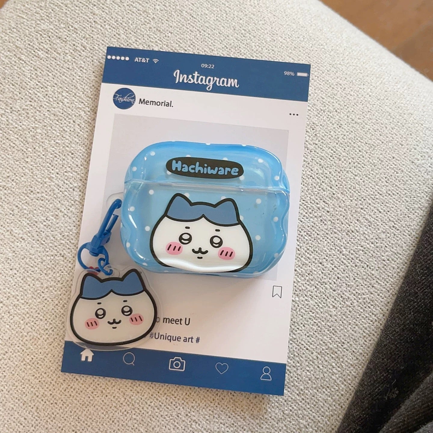 Japanese Cartoon ChiiKawa Colourful with Dot |  Chiikawa Hachiware Usagi Pink Blue Yellow with Keychain - AirPods AirPodsPro AirPods3 AirPods4 Case WinnieTheBirds Toy Shop