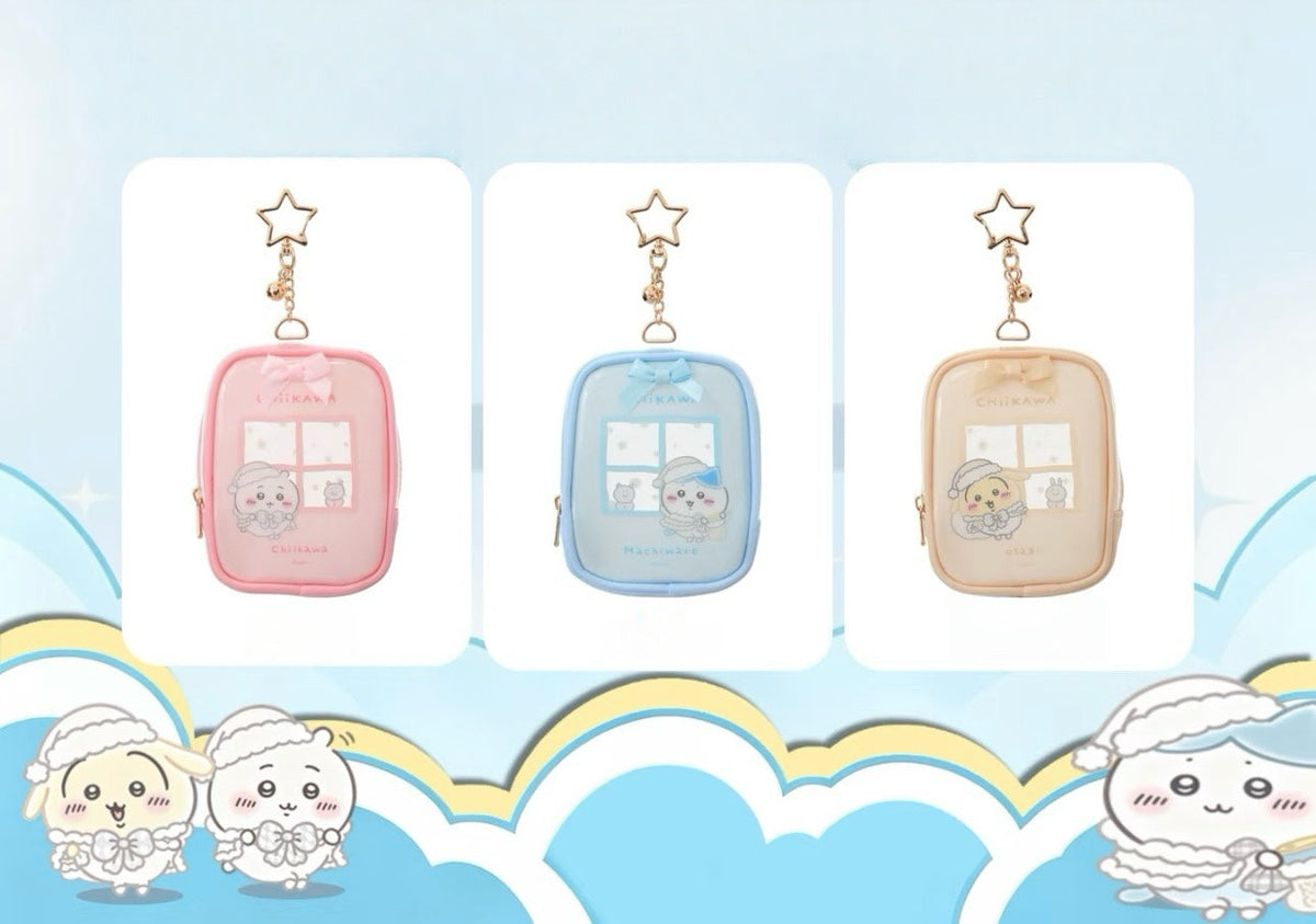 ChiiKawa X Miniso White Christmas Series | ChiiKawa Hachiware Usagi White Christmas Style Transparent Plastic Itabag Doll Bag Keychain - Kawaii Items Room Decoration