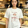 韓国ファッション かわいいスイーツスタイルTシャツシリーズ | 猫とアイスクリームカップ - かわいいファッションアイテム