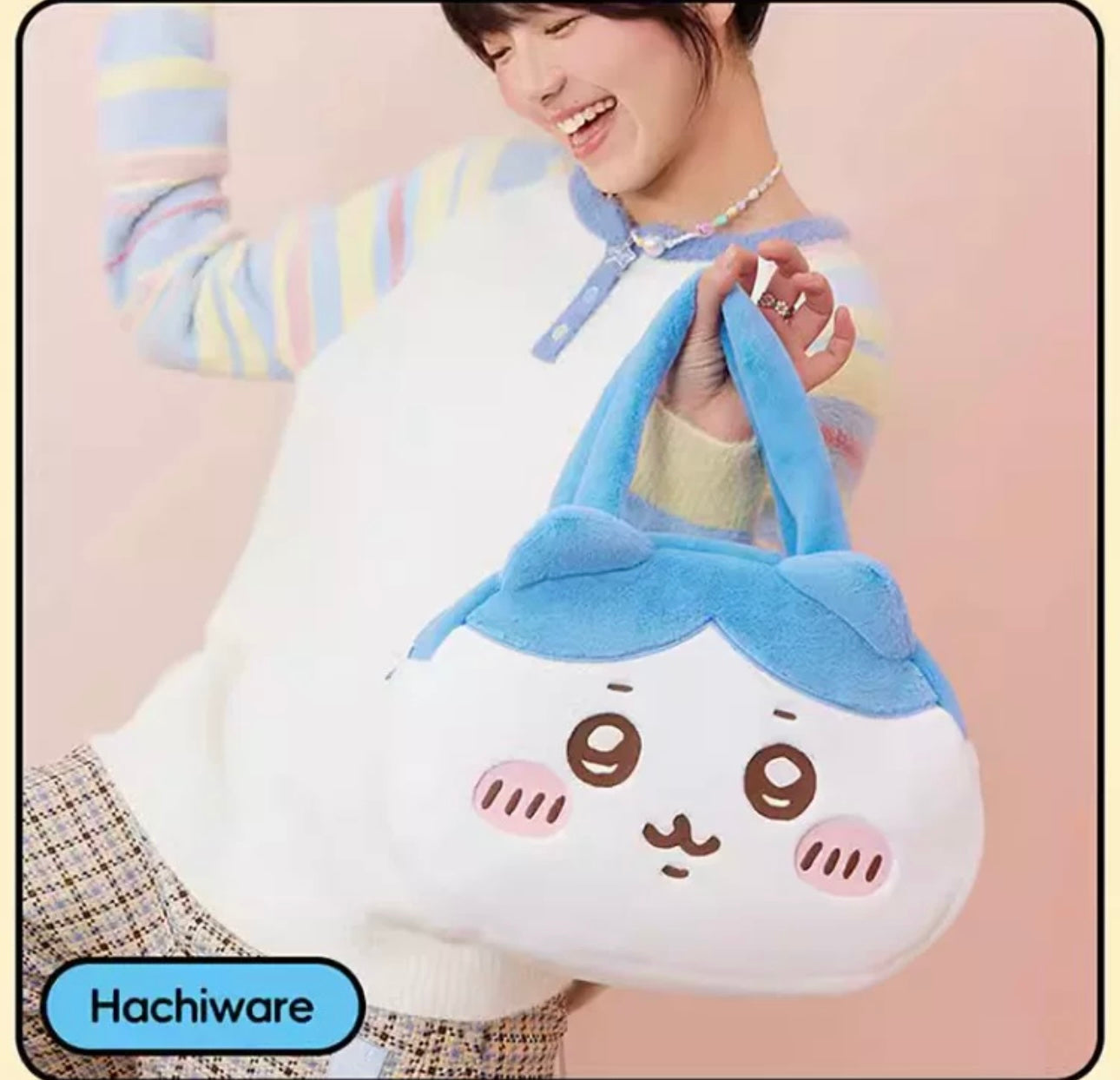 ChiiKawa X Miniso | ChiiKawa Hachiware Usagi Big Head Plush Bag - Kawaii items Room Decoration  WinnieTheBirds Toy Shop