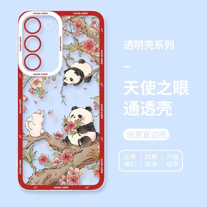 Cute Animal Panda | Chinese Ink Painting Red Version - Phone Case Samsung Galaxy S26 S25 S24 S23 S22 S21 FE Ultra Edge
