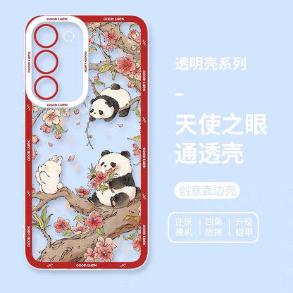 Cute Animal Panda | Chinese Ink Painting Red Version - Phone Case Samsung Galaxy S26 S25 S24 S23 S22 S21 FE Ultra Edge