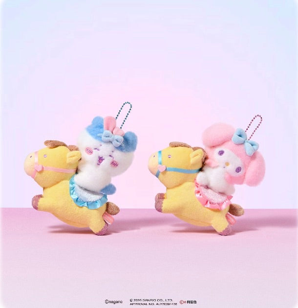 ChiiKawa X Miniso X Sanrio Series | Hachiware and Melody Riding Horse Doll Keychain - Kawaii Items Room Decoration doll
