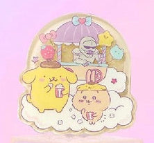 ChiiKawa X Miniso X Sanrio Series | ChiiKawa Hachiware Usagi Momonga Kurimanju Playing with Kitty My Melody Cinnamoroll Pompompurin Liquid Quicksand Acrylic Badge - Kawaii Items Room Decoration