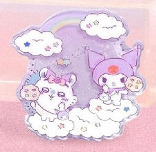ChiiKawa X Miniso X Sanrio Series | ChiiKawa Hachiware Usagi Momonga Kurimanju Playing with Kitty My Melody Cinnamoroll Pompompurin Liquid Quicksand Acrylic Badge - Kawaii Items Room Decoration