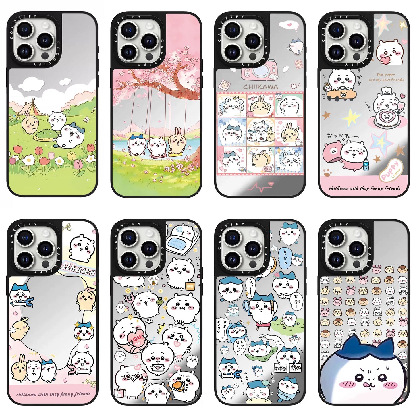 Japanese Cartoon ChiiKawa Mirror Phone Case | Spring Time & Fun 8 Styles ChiiKawa Hachiware Usagi - iPhone Case 12 13 14 15 16 17 Pro Promax