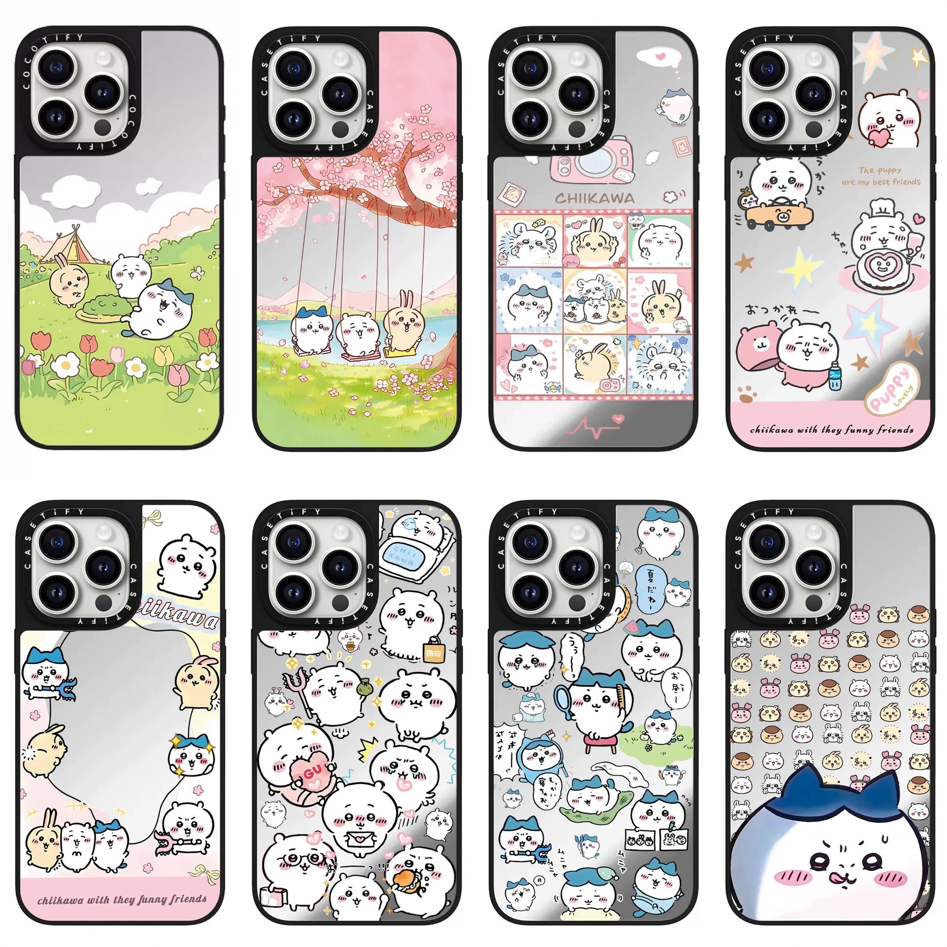 Japanese Cartoon ChiiKawa Mirror Phone Case | Spring Time & Fun 8 Styles ChiiKawa Hachiware Usagi - iPhone Case 12 13 14 15 16 17 Pro Promax