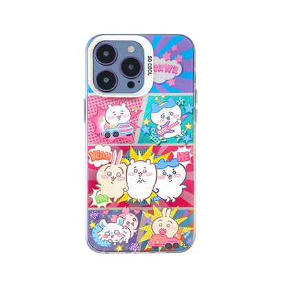 Japanese Cartoon ChiiKawa | Laser Comic Chiikawa Hachiware Usagi Momonga - iPhone Case 11 12 13 14 15 16 Pro Promax WinnieTheBirds Toy Shop