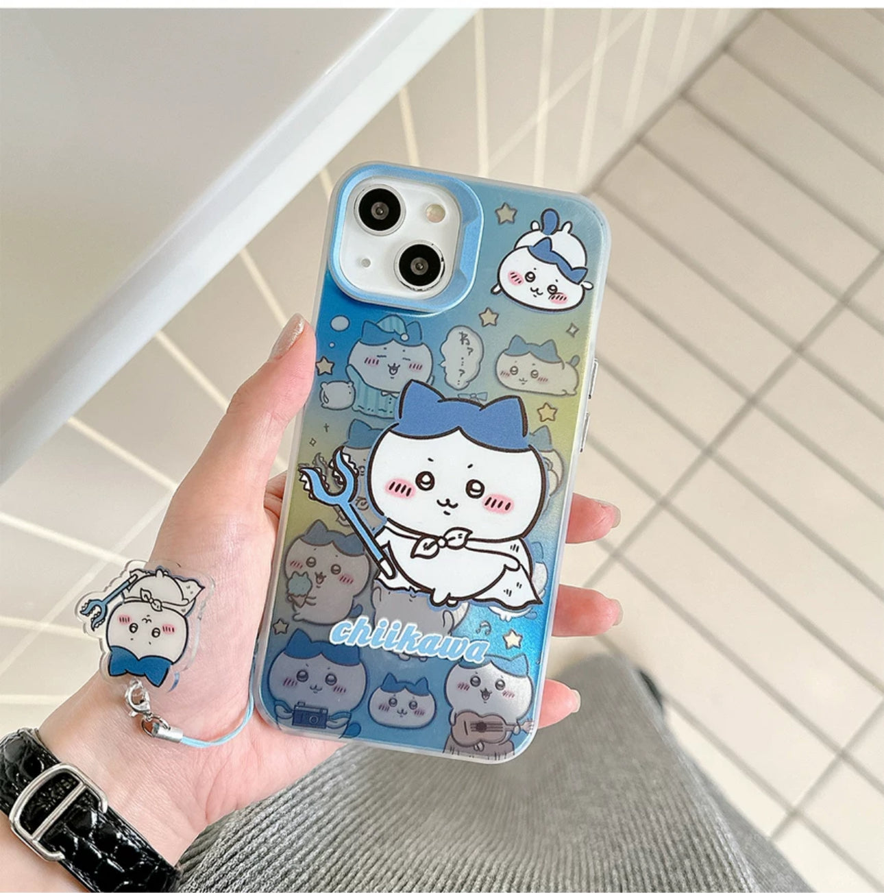 Japanese Cartoon iPhone Case with Strap | Laser ChiiKawa Hachiware Usagi Momonga - iPhone CasePhone Case  7 8 PLUS SE2 XS XR X 11 12 13 14 15 16 Pro Promax 12mini 13mini  WinnieTheBirds Toy Shop