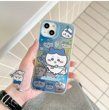 Japanese Cartoon iPhone Case with Strap | Laser ChiiKawa Hachiware Usagi Momonga - iPhone CasePhone Case  7 8 PLUS SE2 XS XR X 11 12 13 14 15 16 Pro Promax 12mini 13mini  WinnieTheBirds Toy Shop