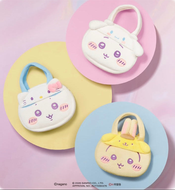 ChiiKawa X Miniso X Sanrio Series | ChiiKawa Hachiware Usagi Cute Icon Fluffy Hand Bags - Kawaii Items Room Decoration
