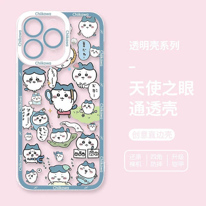 Japanese Cartoon Chiikawa Daily Emo Version | Chiikawa Hachiware Usagi Momonga - iPhone Case PLUS SE2 XS XR X 11 12 13 14 15 16 16e 17 17e Pro Promax 12mini 13mini