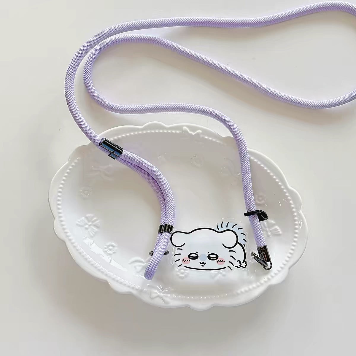 Japanese Cartoon Phone Back Clip with Phone Lanyard | Laying Chiikawa Hachiware Usagi Momonga - for All Smart Phones