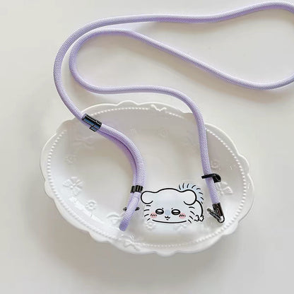 Japanese Cartoon Phone Back Clip with Phone Lanyard | Laying Chiikawa Hachiware Usagi Momonga - for All Smart Phones