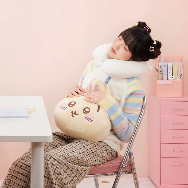 ChiiKawa X Miniso | ChiiKawa Hachiware Usagi Neck Pillow - Airplane Pillow Kawaii items Room Decoration  WinnieTheBirds Toy Shop