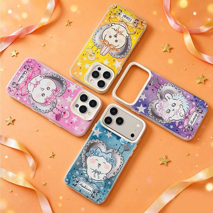 Japanese Cartoon ChiiKawa Ribbon Heart Cushion Laser Case | Chiikawa Hachiware Usagi Momonga 4 Styles - iPhone Case 11 12 13 14 15 16 16e 17 17e 18 Pro Promax
