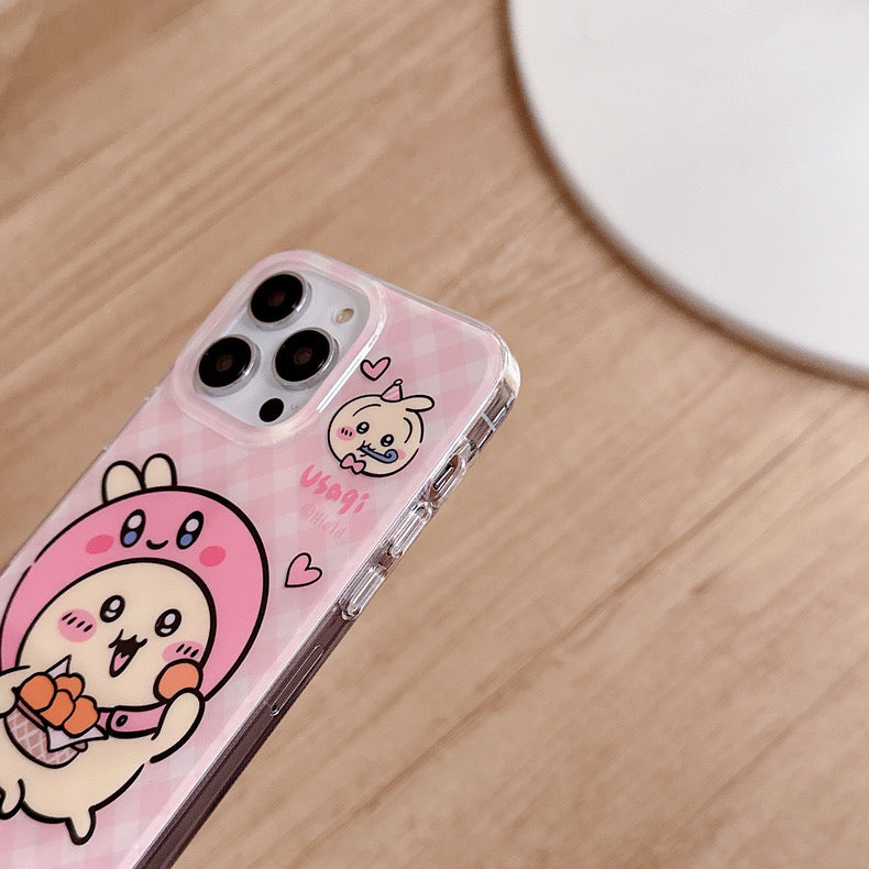 Japanese Cartoon ChiiKawa Hachiware Usagi X Kirby Hangyodon iPhone Case 11 12 13 14 15 Pro Promax WinnieTheBirds Toy Shop