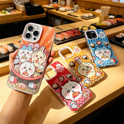 Japanese Cartoon ChiiKawa with Sushi Laser Case | Chiikawa Hachiware Usagi - Phone Case Samsung Galaxy S26 S25 S24 S23 S22 S21 FE Ultra Edge