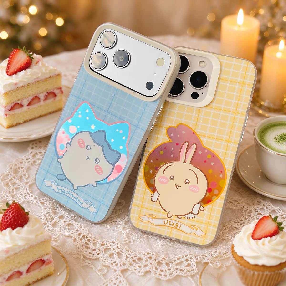 Japanese Cartoon ChiiKawa Daily with Icon Laser Case | Chiikawa Hachiware Usagi Momonga 4 Styles - Phone Case Samsung Galaxy S26 S25 S24 S23 S22 S21 FE Ultra Edge
