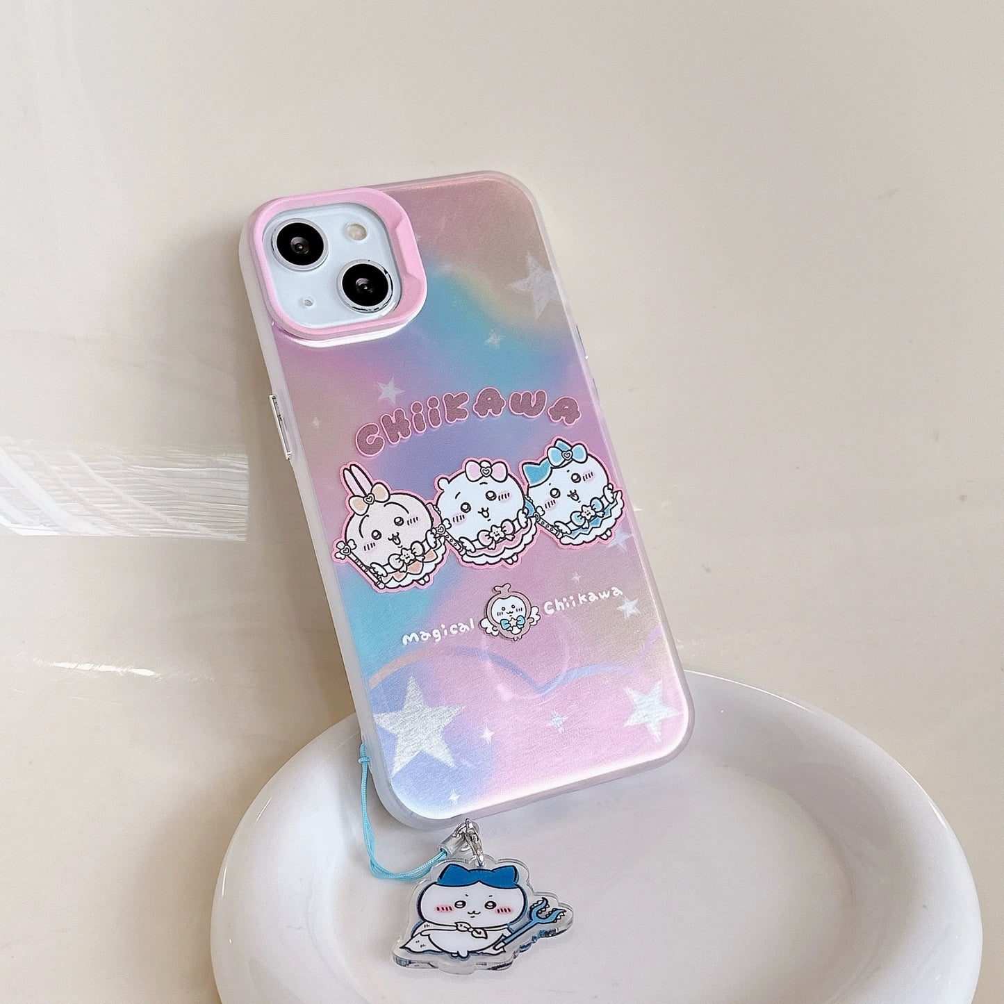 Japanese Cartoon iPhone Case with Strap | Laser ChiiKawa Magic Girls - iPhone CasePhone Case 7 8 PLUS SE2 XS XR X 11 12 13 14 15 Pro Promax 12mini 13mini