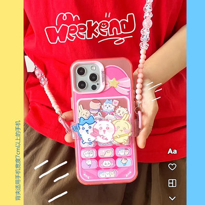 Japanese Cartoon Phone Back Clip with Phone Lanyard | Chiikawa Hachiware Usagi - for All Smart Phones WinnieTheBirds Toy Shop