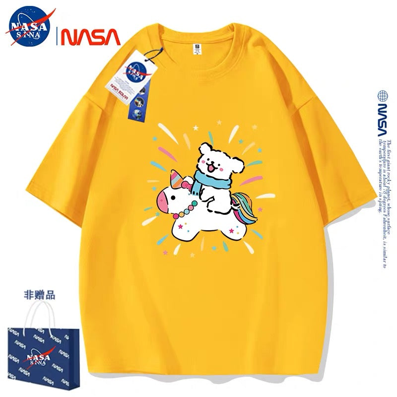 Cute Cartoon Doggie Maltese Puppy Style T-Shirt Series | Ride on Unicorn Part2 - Kawaii Fashion Items for Child & Adult Matching outfits for Parents and Children