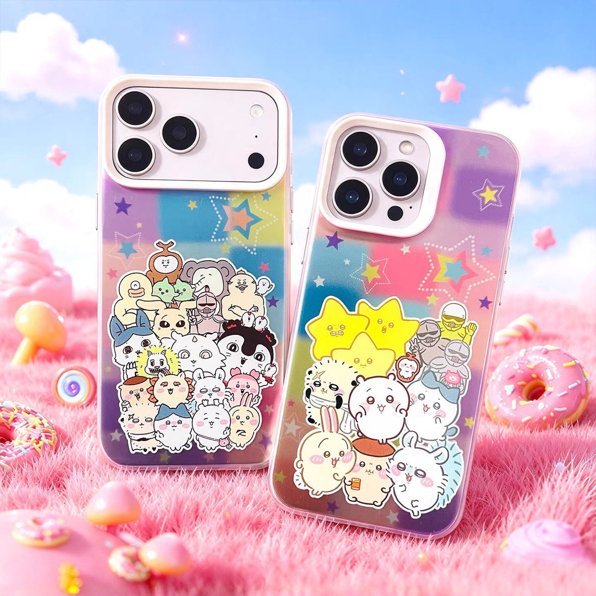 Japanese Cartoon ChiiKawa Group Laser Case | Group Together 2 Styles - iPhone Case 11 12 13 14 15 16 16e 17 17e 18 Pro Promax