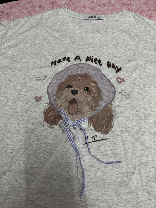 Korean Fashion Cute Animals Style T-Shirt Series | Poodle Have A Nice Day - Kawaii Fashion Items