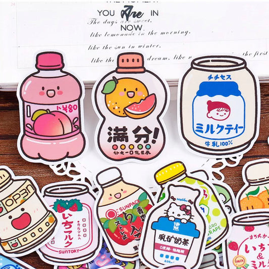 Set of 36 Pieces Cute Soft Drinks - DIY Journal Craft Diary Art Scrapbook Laptop Luggage Decal Cute Animal Pack