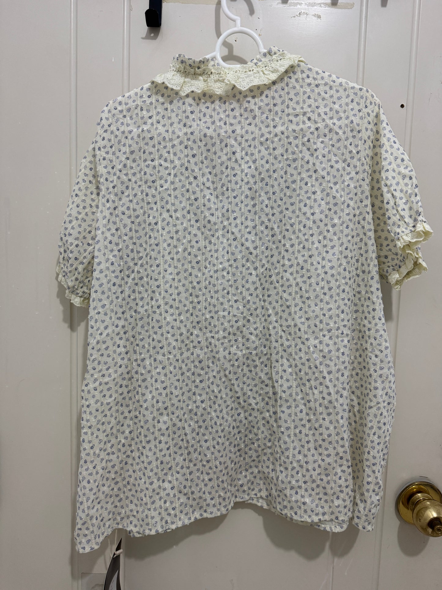 Japanese Fashion Cute Style Shirt Series | Mori Blue Flower White Shirt - Kawaii Fashion Items