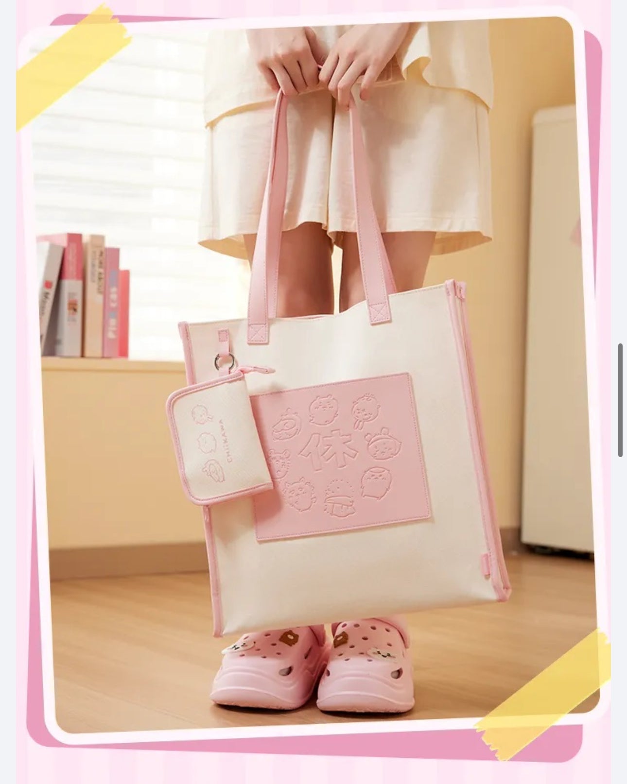 ChiiKawa X Miniso | Chiikawa Shoulder Tote Bag with Small Bag - Kawaii Item Cute Decoration  WinnieTheBirds Toy Shop