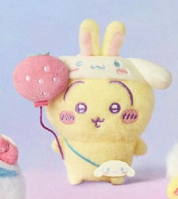 ChiiKawa X Miniso X Sanrio Series | ChiiKawa Hachiware Usagi Momonga Wearing Sanrio Character Hats Sitting Plush Doll Keychain - Kawaii Items Room Decoration doll