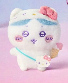 ChiiKawa X Miniso X Sanrio Series | ChiiKawa Hachiware Usagi Momonga Wearing Sanrio Character Hats Sitting Plush Doll Keychain - Kawaii Items Room Decoration doll