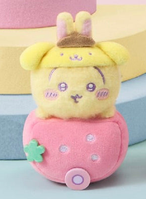 ChiiKawa X Miniso X Sanrio Series | ChiiKawa Hachiware Usagi Momonga Riding Strawberry Car Plush Doll Keychain - Kawaii Items Room Decoration doll