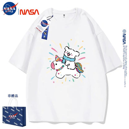 Cute Cartoon Doggie Maltese Puppy Style T-Shirt Series | Ride on Unicorn Part1 - Kawaii Fashion Items for Child & Adult Matching outfits for Parents and Children