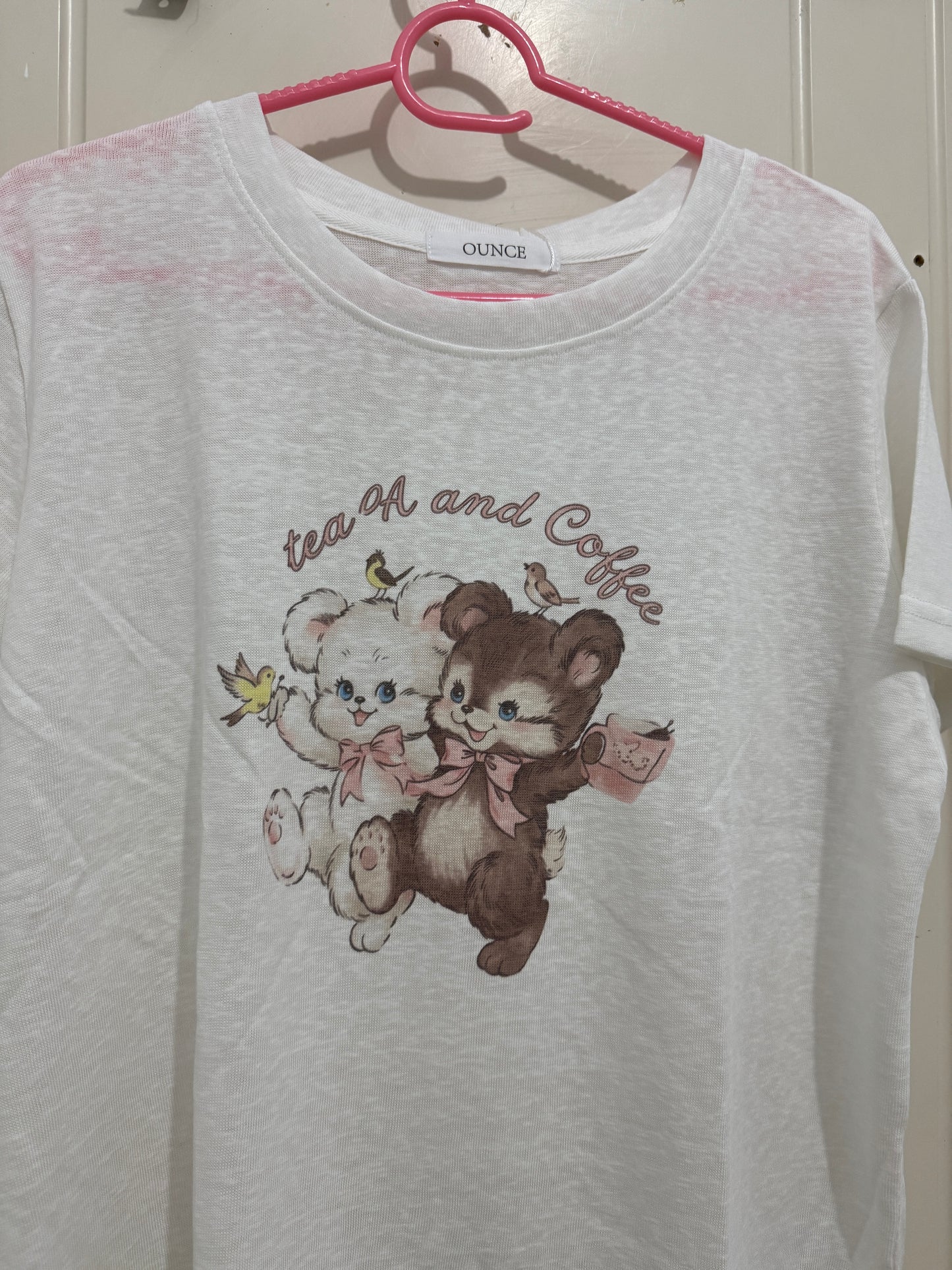 Korean Fashion Cute Animals Style T-Shirt Series | Vintage Bear Couple with Birdies - Kawaii Fashion Items