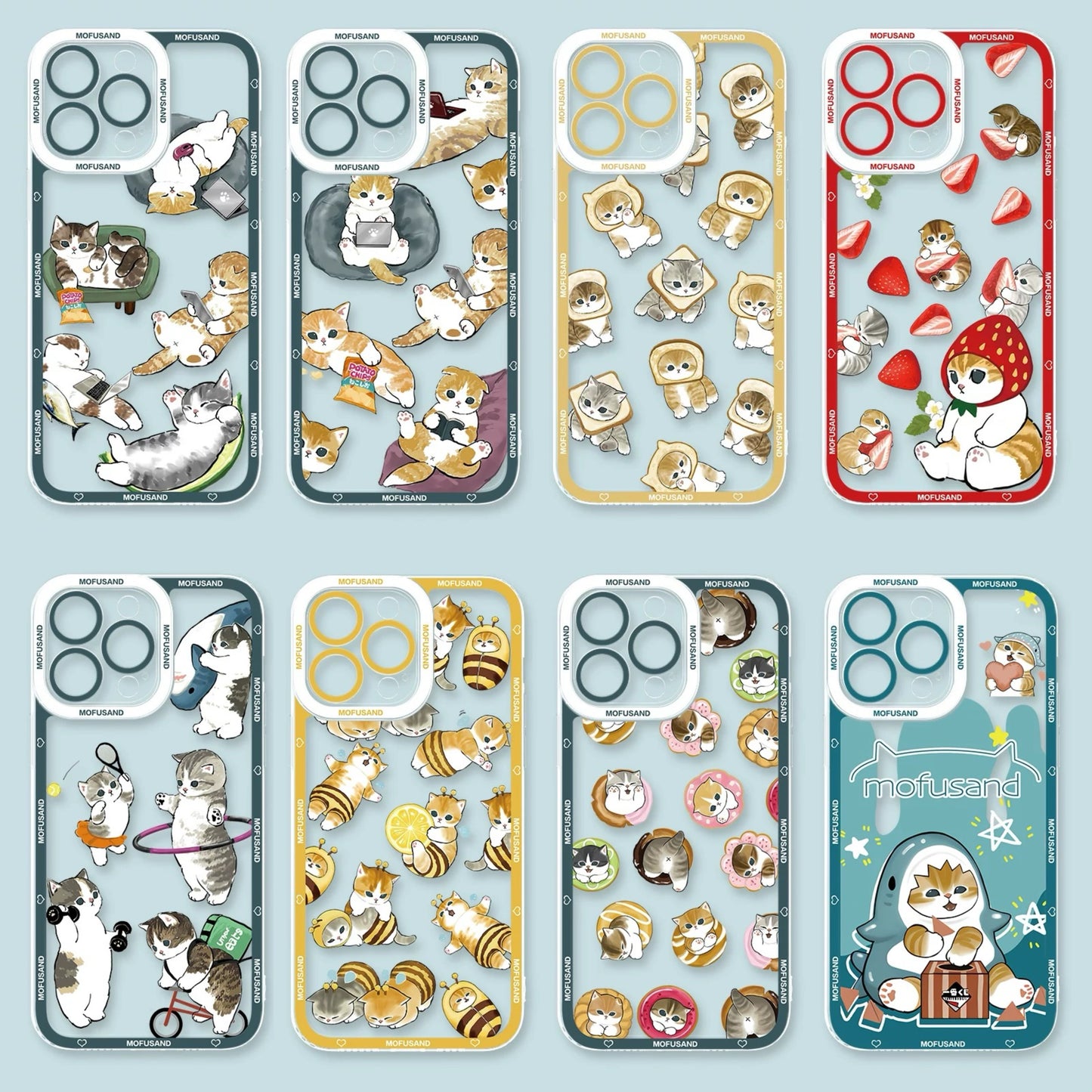 Japanese Cartoon Mofusand | Daily Working Bread Strawberry Bee Sporty Donuts Mofusand 8 Styles - iPhone Case PLUS SE2 XS XR X 11 12 13 14 15 16 16e 17 17e Pro Promax 12mini 13mini