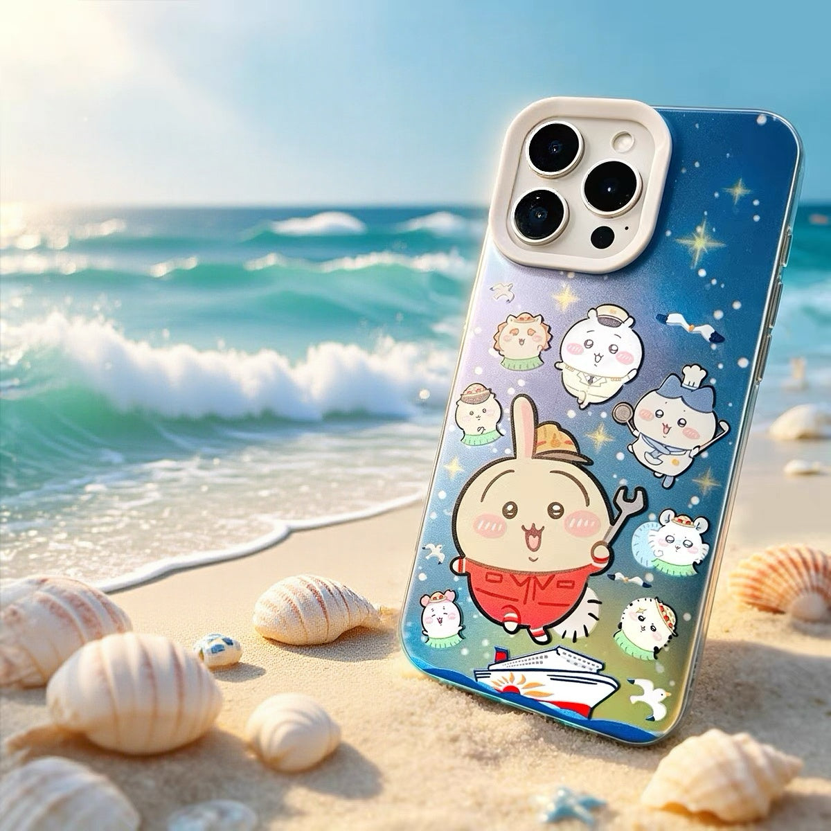 Japanese Cartoon ChiiKawa Work On Cruise Ship Laser Case | Chiikawa Hachiware Usagi - iPhone Case 11 12 13 14 15 16 16e 17 17e Pro Promax