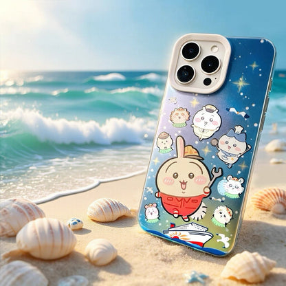 Japanese Cartoon ChiiKawa Work On Cruise Ship Laser Case | Chiikawa Hachiware Usagi - iPhone Case 11 12 13 14 15 16 16e 17 17e Pro Promax