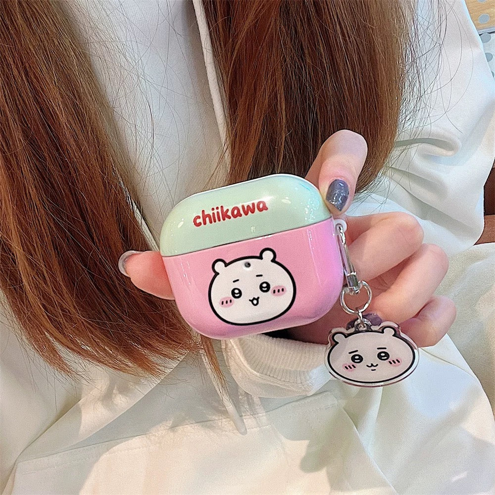 Japanese Cartoon ChiiKawa Pastel Colour | Chiikawa Hachiware Usagi Pink Blue Yellow Mint with Keychain - AirPods AirPodsPro AirPods3 AirPods4 Case WinnieTheBirds Toy Shop