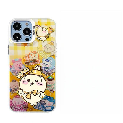 Japanese Cartoon ChiiKawa Picnic Times Laser Case | ChiiKawa Hachiware Usagi - iPhone Case 11 12 13 14 15 16 16e 17 17e Pro Promax