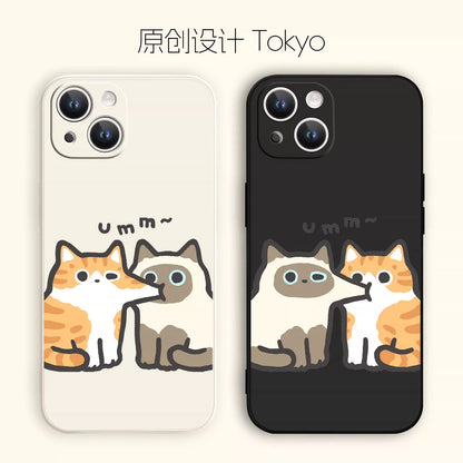 Siamese Cat Eating - iPhone Case PLUS SE2 XS XR X 11 12 13 14 15 16 16e 17 17e Pro Promax 12mini 13mini