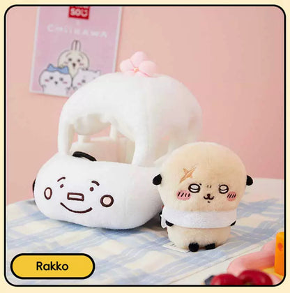 ChiiKawa X Miniso | Rakko with Car Plush Doll - Kawaii Doll Plush Cute Doll Decoration  WinnieTheBirds Toy Shop