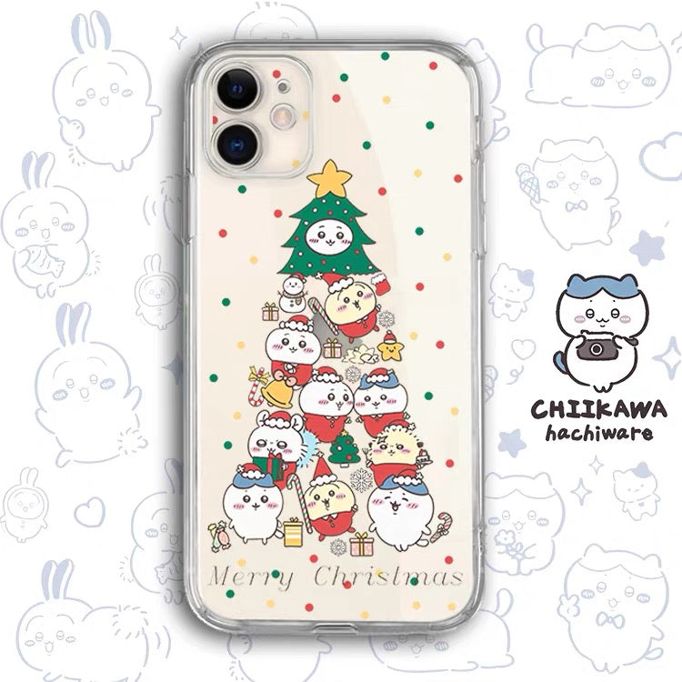 Japanese Cartoon Chiikawa Clean Case | Happy Merry Christmas Tree Angel Stars - Phone Case Samsung Galaxy S26 S25 S24 S23 S22 S21 FE Ultra
