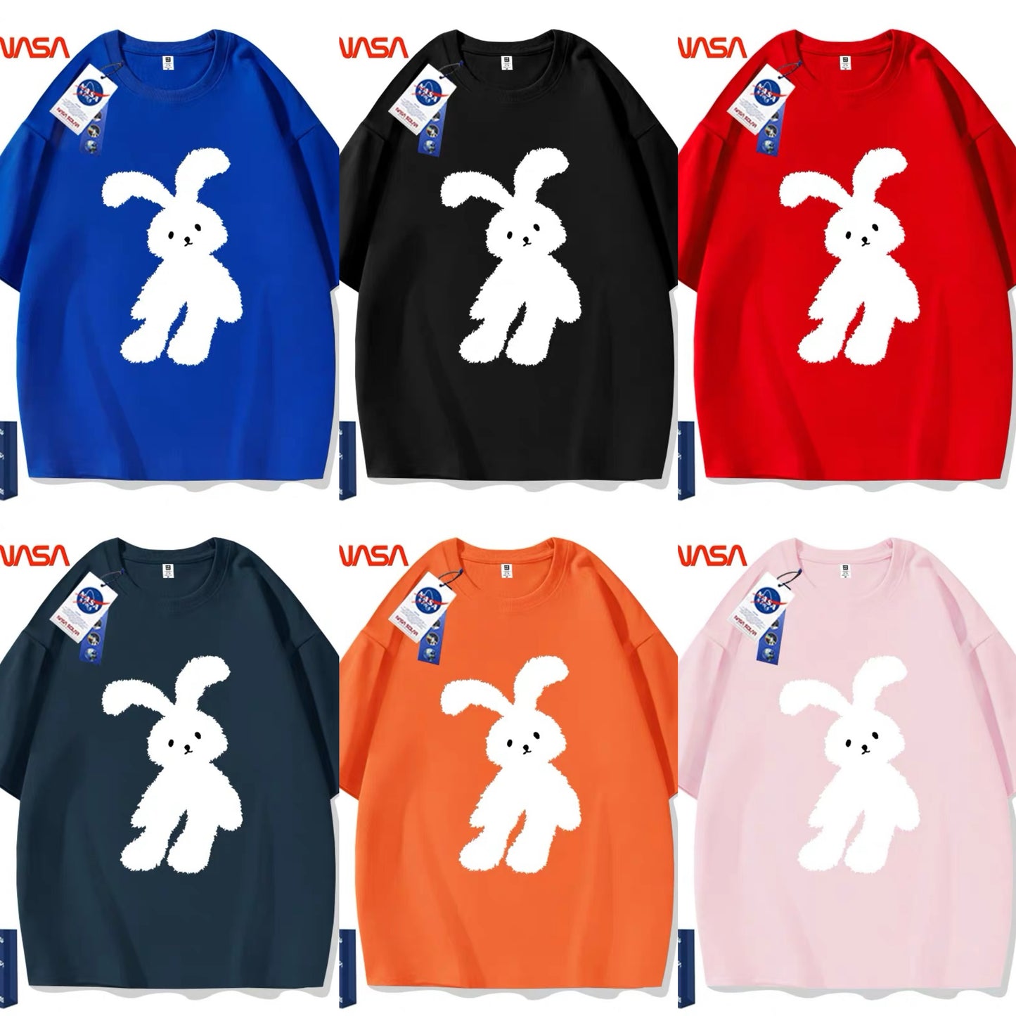 Cute Animals Rabbit Style T-Shirt Series | White Teddy Rabbit Part1 - Kawaii Fashion Items for Child & Adult Matching outfits for Parents and Children
