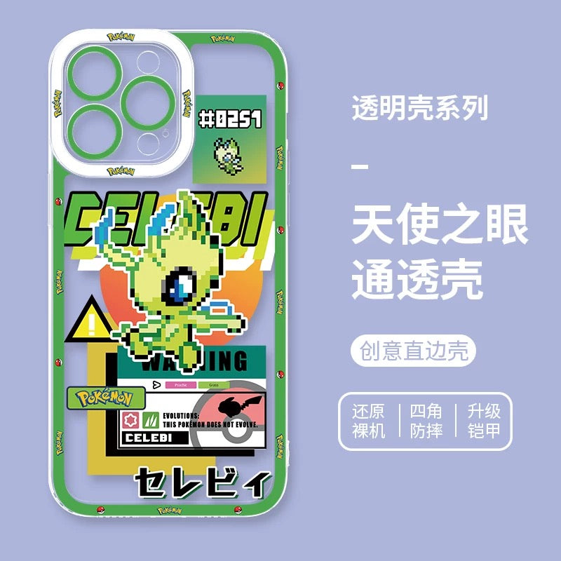 Japan Cartoon Pokemon Game Pixel Version | Celebi Xerneas Zekrom Reshiram Latios Latias Gardevoir Garchomp - iPhone Case PLUS SE2 XS XR X 11 12 13 14 15 16 16e 17 17e Pro Promax 12mini 13mini