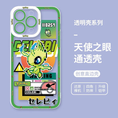 Japan Cartoon Pokemon Game Pixel Version | Celebi Xerneas Zekrom Reshiram Latios Latias Gardevoir Garchomp - iPhone Case PLUS SE2 XS XR X 11 12 13 14 15 16 16e 17 17e Pro Promax 12mini 13mini